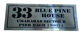 Home Customized Etched Stainless Steel Name Plate